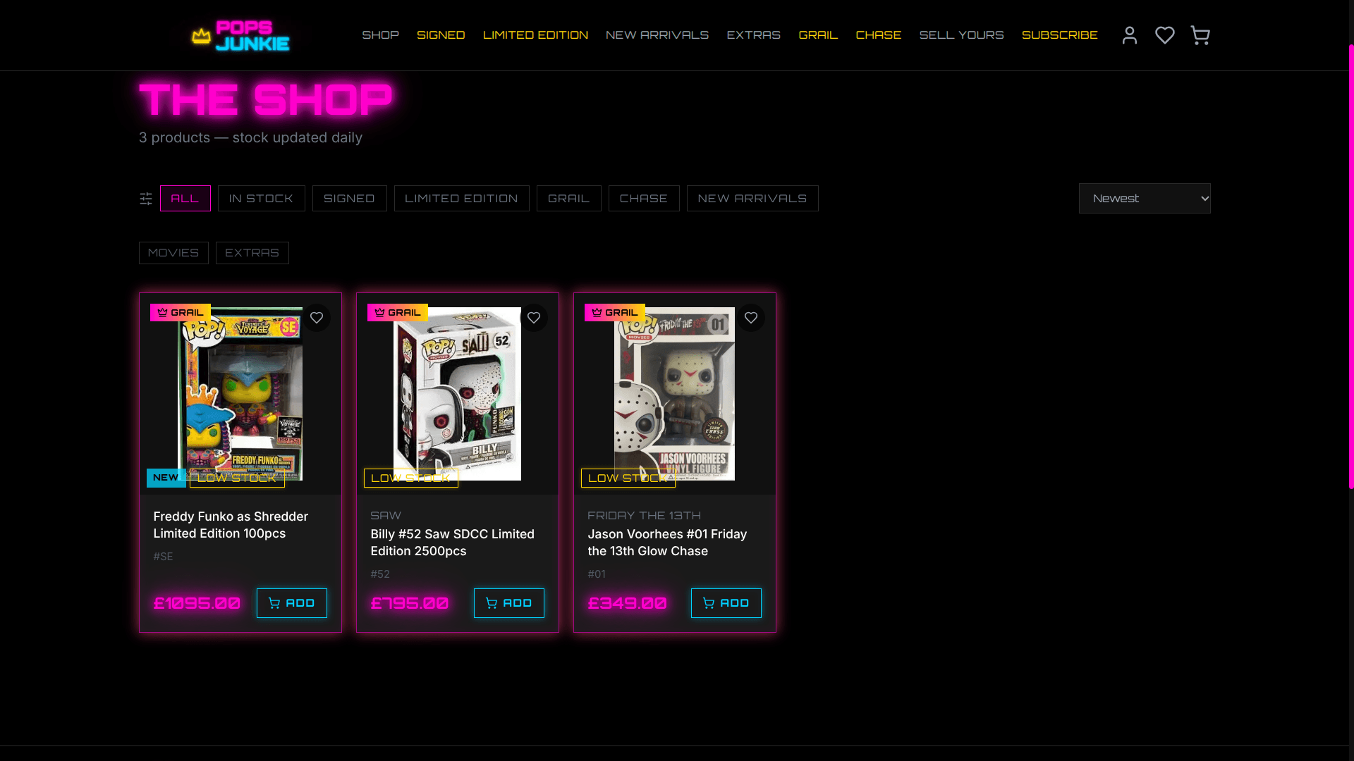 Pops Junkie website screenshot